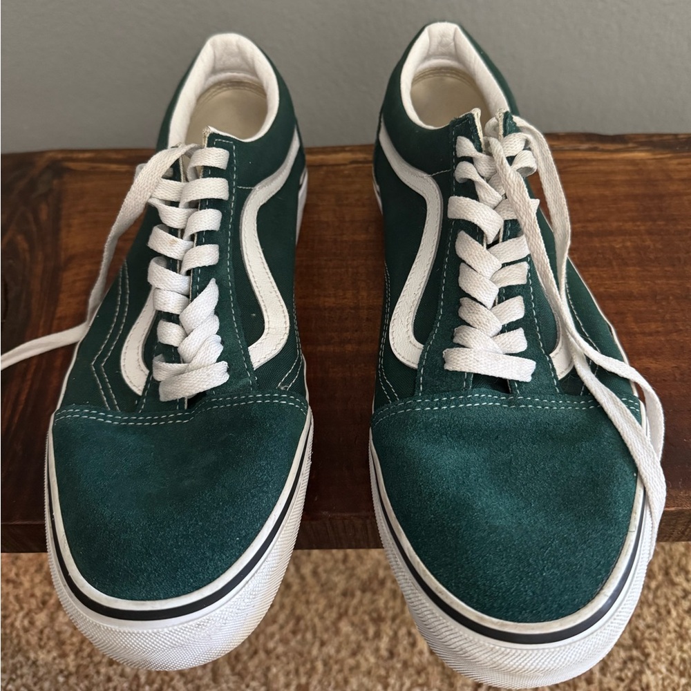 Vans Classic Old Skool Sneakers in Dark Green and White